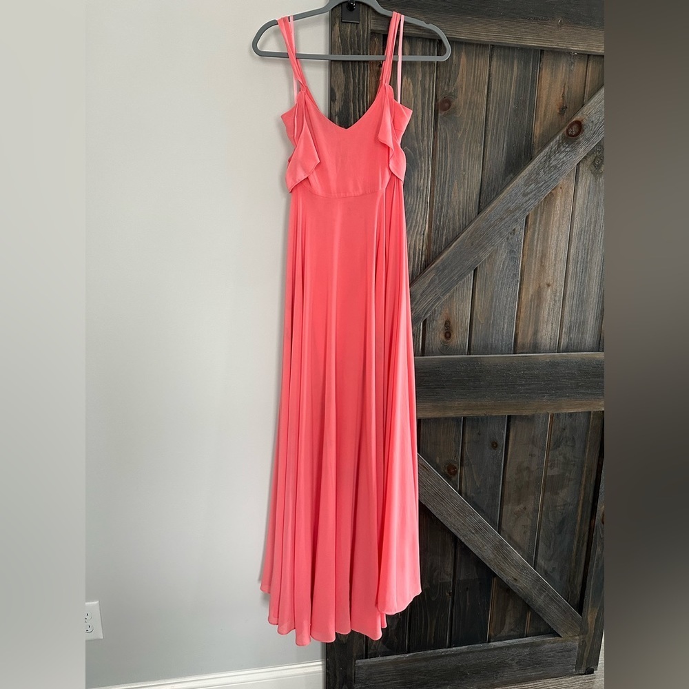 Lulu's Maxi Dress Floor Length Flowy Accordion Skirt Sleeveless Pink Small